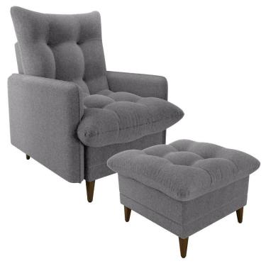 Imagem de Poltrona De Amamentaçao E Puff  F497 Milani Store Cinza