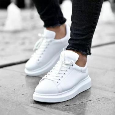 Imagem de Tenis Masculino Calçado Casual Sneaker Branco Preto Sola Alta fique At