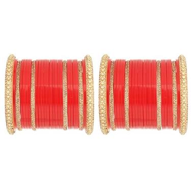 Imagem de Efulgenz Conjunto de pulseiras femininas Dulhan Choora para noivas indianas de cristal de pérola sintética Punjabi Chuda Conjunto de pulseiras de acrílico para casamento joias modernas, 2-6, Acrílico,