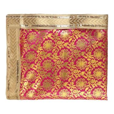 Imagem de Tapete Decorativo Aasan Chunari Pano de Fundo Pooja Decoração (Tamanho: 91 cm x 91 centímetros) (Rosa) Indiano Tradicional Ganpati Ganesha Festival MATA Ki Chunri para Estátua Chowki Aasan Mat