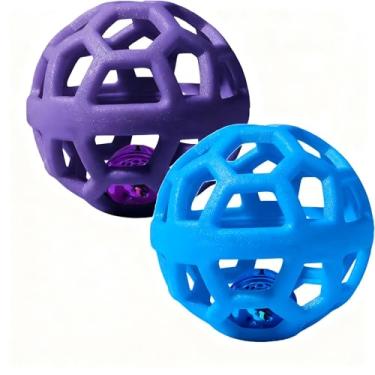 Imagem de Fifeyor 2 peças de brinquedo de bola de sino para animais de estimação, adequado para cães, gatos e outros animais. Design seguro e durável, resistente a mordidas, brinquedo interativo, promove