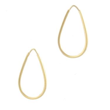 Imagem de Brinco Feminino Argola Gota Fio Quadrado Ouro 18K 750 Leve 0,9 g com Certificado