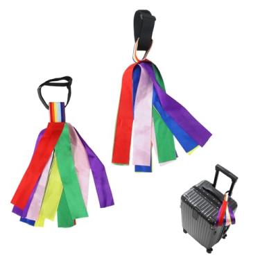 Imagem de 2 fitas de identificação de bagagem, identificadores vibrantes de mala com alças de nó seguras, etiquetas de viagem divertidas para identificadores de carrinhos, mochilas, bolsas (cores variadas)