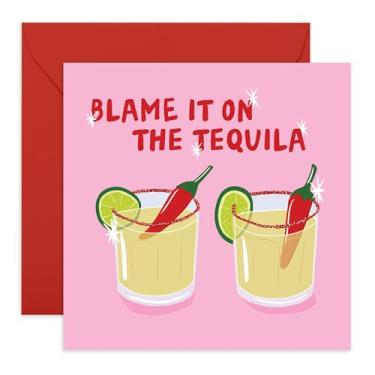 Imagem de CENTRAL 23 Cartão comemorativo Tequila Cocktail - Blame It on the Tequila - Cartão engraçado de aniversário ou celebração para amigos, amigas, irmãs, amantes de festas, adultos - Vem com adesivos