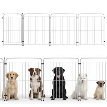 Imagem de Cercado Grade Canil Proteção Pet Cães Cão Cachorro Pequeno, Médido e Grande Modular Módulos e Portão, Cercado Proteção Piscina (Branco, Altura 82cm, 2 Paineis + 1 Portão)