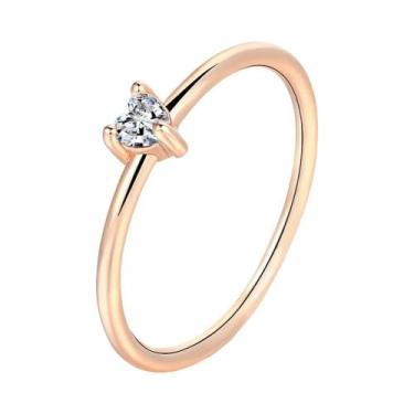 Imagem de Anel Minimalista Feminino Em Ouro Com Zircônia Em Forma De Coração, Jo