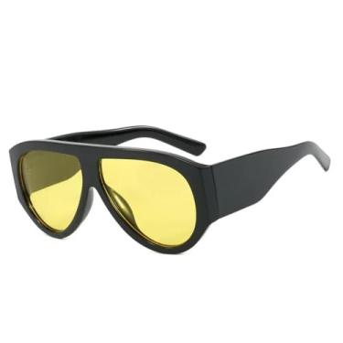 Imagem de Óculos de Sol UV400 - Estampa de Leopardo, Hastes Largas, Estilo Punk, Degradê, para Homens e Mulheres, Esportes ao Ar Livre, Corrida, Ciclismo, Preto e Amarelo