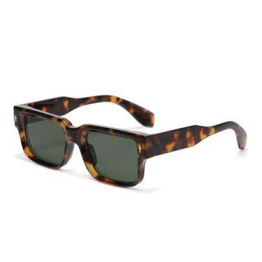 Imagem de Óculos de Sol UV400 - Leopardo com Rebites e Lentes Degradê Transparentes para Homens e Mulheres, Ideais para Esportes ao Ar Livre, Corrida e Ciclismo, Verde Leopardo