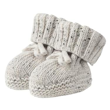Imagem de Fangool Sapatos para recém-nascidos | Botas de bebê de malha macia | Um abraço suave para pés pequenos | Sapatos infantis quentes, aconchegantes e leves para meninos e meninas, Cinza com pontos