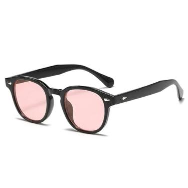 Imagem de Óculos de Sol UV400 - Rebites Redondos Estilo Punk com Lentes Degradê para Homens e Mulheres, Ideais para Esportes ao Ar Livre, Corrida e Ciclismo, Preto e Rosa