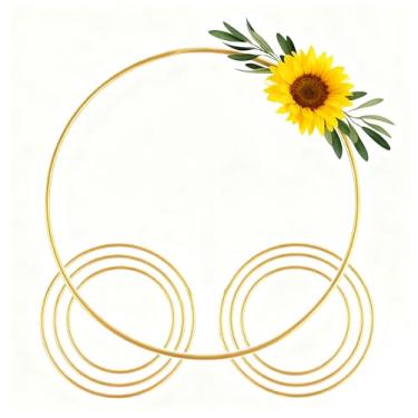 Imagem de YDJIANCAI 1 peça de argola floral de metal dourado, anel de guirlanda para decoração de casamento - centros de mesa, pendurar na parede, projetos de artesanato DIY, moldura circular de decoração de