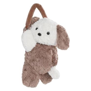 Imagem de ＫＬＫＣＭＳ Porta-lenços de pelúcia em formato de cachorrinho, organizador de lenços de papel para pendurar, dispensador de lenços para carro, banheiro e, Cor de Camelo