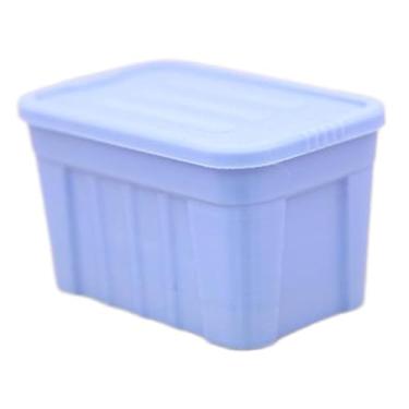 Imagem de TTETTZ Organizador de enfeites em miniatura na escala 1/12 com tampa para acessórios de maquetes de cenários, Azul