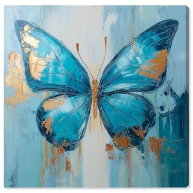 Imagem de Art Remedy Arte de borboleta em tela azul-petróleo, envolto em galeria, 61 cm x 61 cm