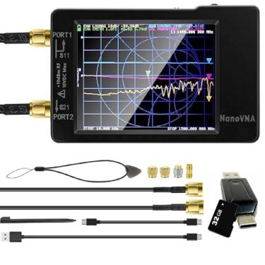 Imagem de AURSINC Analisador de Rede Vetorial Nanovna-H com Cartão Sd de 32 Gb, Hw V3.6 10Khz-1.5Ghz Hf Vhf Uhf Analisador de Antena Radioamador Medindo Parâmetros S, Relação de Onda Estacionária de Tensão, Fas