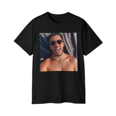 Imagem de Camiseta Unissex Oversized Com Estampa De Cantor De Hip-hop, Gola Redo