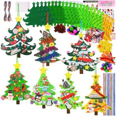 Imagem de 24 conjuntos de enfeites de árvore de Natal, conjuntos de arte faça-você-mesmo, kits de artesanato de Natal, pinheiro, boneco de neve, floco de neve, pinguim, adesivos de espuma, artes e artesanato