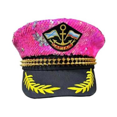 Imagem de Boné de Lantejoulas Marinho Unissex - Feito à Mão - Luxo para Festivai