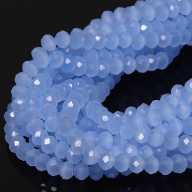 Imagem de 5 fios de 3 mm 550 peças de contas de cristal azul, contas de vidro de jade de porcelana Song Xi para fabricação de joias, pedra preciosa para colar, brincos, artes e artesanato, faça você mesmo e