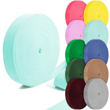 Imagem de Grosun Correias de algodão 2,5 cm, 3,8 cm, 5,08 cm, 5,08 cm, tiras de lona para bolsas, 10 60 cm, 3,3 m, algodão e poliéster (azul claro, 2,5 cm x 3,3 jardas)