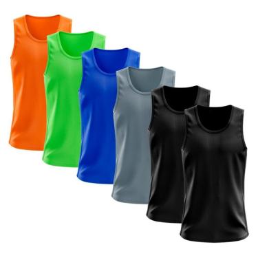 Imagem de Kit 6 Regata Dry Lisa Básica Proteção Solar UV Térmica Camiseta Treino Academia Ciclismo Regatas-Masculino