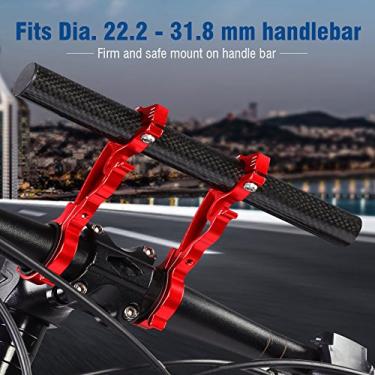 Imagem de SPYMINNPOO Extensor de Guiador de Bicicleta Suporte de Extensão Leve para Lâmpada GPS/Unidades/Faróis/Câmeras para Ciclistas Liga de Alumínio Preto/Vermelho / 7,9 X 0,9 Polegadas (Tubo de