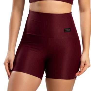 Imagem de Short Poliamida Canelado Marrom Massam Fitness-Feminino