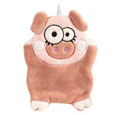 Imagem de Toalha de mão para crianças, Toalha de mão de animais - Toalha de mão utilitária para crianças de lã coral animal fofa,de prato altamente absorvente de toalhas de chá com laço para banheiro, cozinha