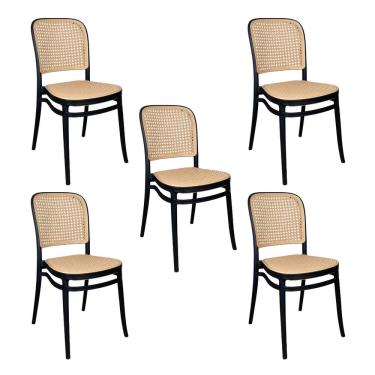 Imagem de Kit 5 Cadeiras de Jantar Roma para Sala e Cozinha Preto