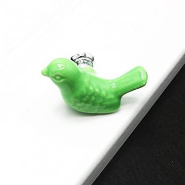 Imagem de pcagfaajmh Puxadores de gaveta de pombo de cerâmica e paz Puxador de armário de pássaro fofo 3D novidade criativa moda móveis puxadores ferragens (5 peças) Puxadores de armário de cozinha H