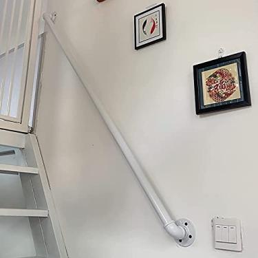 Imagem de Corrimão de escada de metal branco moderno corrimão de segurança para idosos/crianças, barra antiderrapante sem barreiras, jardim de infância, sótão, banheiro))