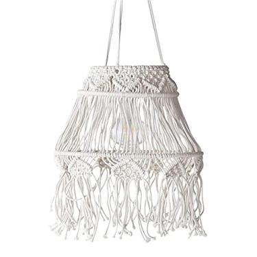 Imagem de pcagfaajmh Abajur tecido à mão lanterna boêmia abajur criativo borla abajur abajur pendurado para casa quarto foto casamento abajur (cor do corpo: A) (cor única)