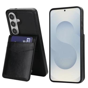 Imagem de Capa carteira de couro para Samsung Galaxy S26, couro anti-impressão digital e TPU, 5 compartimentos para cartão (4 internos + 1 externo) com fecho magnético, à prova de choque, proteção de borda