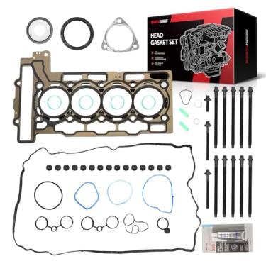 Imagem de Torchbeam MLS Conjunto de juntas de cabeça de motor com parafusos compatível com 2007-2015 Mini Cooper R56 R55 1.6L Kit de junta de cabeça de motor, OE# HS26453PT, ES72451, HBK827