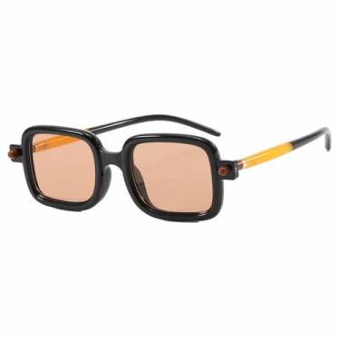 Imagem de Óculos de Sol Bicolor Feminino Punk Masculino UV400 para Esportes ao Ar Livre, Corrida e Ciclismo, Preto e Amarelo Chá