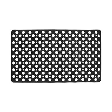 Imagem de SIWOTED Banheira Tapete de Chuveiro TPE Preto Antiderrapante Tapete de Chuveiro com Furo de Drenagem Tapetes de Banho para Casa Ginásio Spa 29 X 16 Polegada
