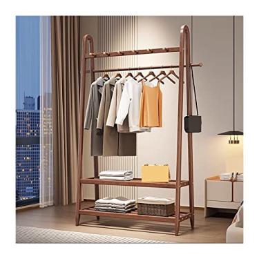 Imagem de Corredor todo de madeira pendurado cabideiro chão quarto escritório cabideiro vertical prateleira interna B&B cabideiro de roupas suporte de chapéu (100 cm)