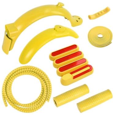 Imagem de Kit de guarda-lamas dianteiro traseiro para scooter elétrico, kit de guarda-lamas dianteiro traseiro com capas laterais, capa de freio de mão, tira anticolisão para M365/Scooter elétrica