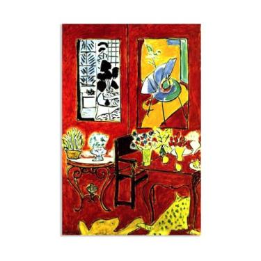 Imagem de Zeichn8u Henri Matisse Impressão de arte grande pôster interior vermelho pinturas famosas arte de parede Henri Matisse decoração de banheiro arte presente para sala de estar casa escritório decoração