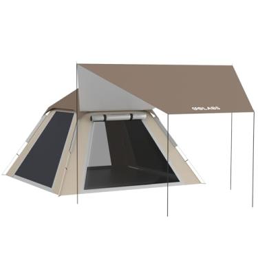 Imagem de Golabs Barraca para 2 a 3 pessoas com dossel de acampamento de 4,6 x 2,5 m, configuração de 3 minutos por poste pré-anexado, impermeável PU1500 mm, parte superior de malha de 4 lados, porta e