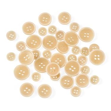Imagem de 40 peças de botões de resina redondos planos 10/11/15/18 mm botões de costura para camisa, roupas, casacos, ternos, jaqueta, jeans, saias, costura, artesanato, decoração DIY, trigo