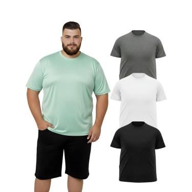 Imagem de Kit 3 Camiseta Manga Curta Masculina Dry Fitness Plus Size-Masculino