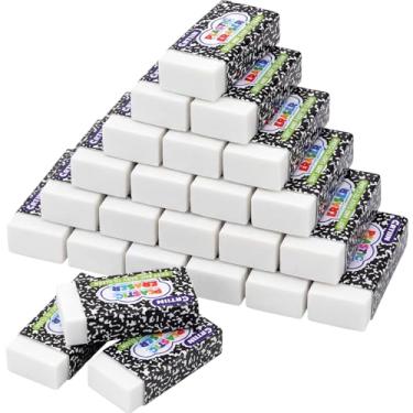 Imagem de Crtiin Pacote com 100 borrachas de volta às aulas a granel pequenas borrachas brancas para composição escolar, livros, design, lápis, apagador, arte, para crianças, desenhar, em massa, sala de aula