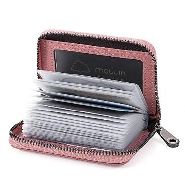 Imagem de Carteira de luxo com porta-cartão de crédito com zíper e bloqueio de RFID, rosa, Tendência
