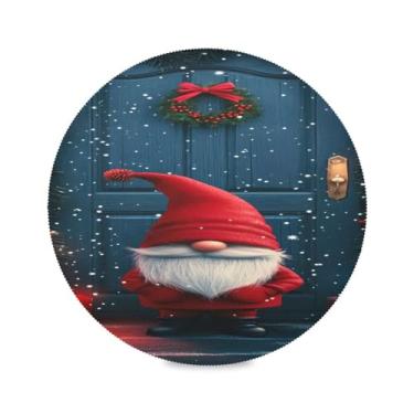 Imagem de STAYTOP Gnomos de Natal fofos jogos americanos redondos 6 peças, tapetes de mesa antiderrapantes fáceis de limpar para casa, cozinha, churrasco, festa, decoração de mesa