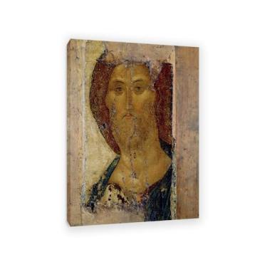 Imagem de SDYJ6GSW Redeemer 1420 por Andrei Rublev Pôster Impressão Vintage Pintura Tela Andrei Rublev Arte de Parede Estética Presente de Feriado Decoração de Casa para Sala de Estar Igreja Moldura 110x80cm