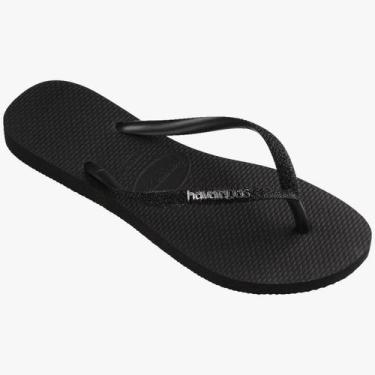 Imagem de Chinelo Feminino Havaianas Slim Glitter II, Preto, 39/40