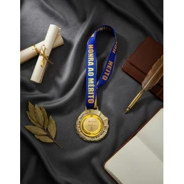 Imagem de Kit 5 Medalhas Honra ao Mérito 60mm com Cordão para Premiações Esporti