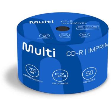 Imagem de Mídia Cd-R Vel. 52X - 50 Un. Shrink Imprimível Branco Multilaser - CD052