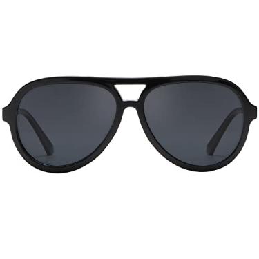 Imagem de DUCO Óculos de sol retrô aviador polarizado, feminino, masculino, vintage, ponte dupla, óculos de sol clássicos DC1208, Lente cinza com armação preta, common